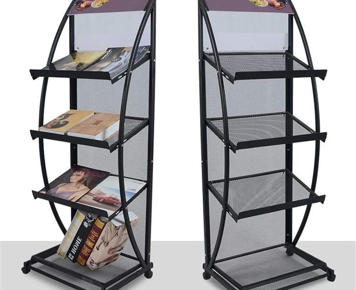 Metal magazine rack floor