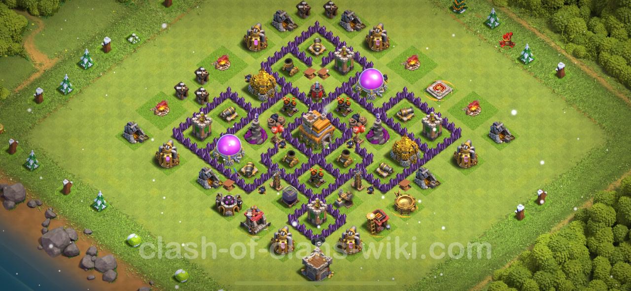 Clash clans hall town layout base defense coc th7 trophy strategy